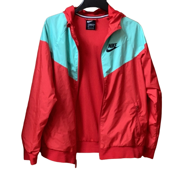 Nike Red and Aqua Hooded Jacket. Loose fit, boys size extra large - Picture 1 of 13